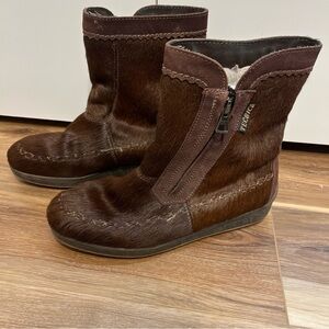 Tecnica Shoes Womens Size 10.5 41 Brown Hair Leather Fleece Lined Winter Boots